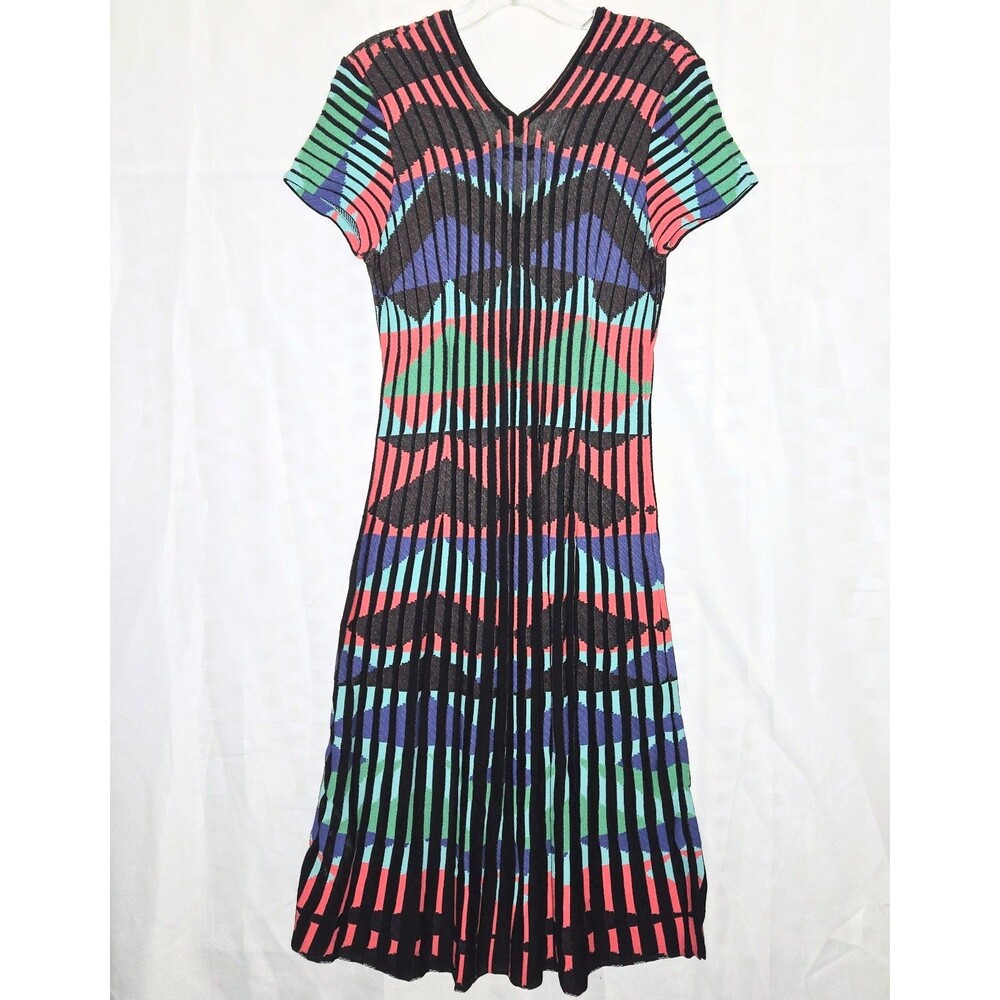 ALDO MARTINS Dress Atria Knit Black/Red/Blue/Green Midi Women Size Small NEW NWT - Picture 8 of 10